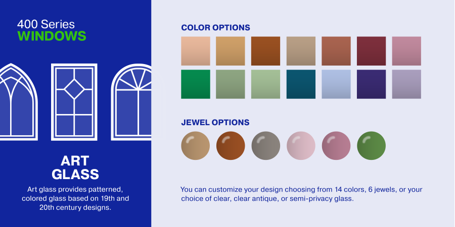Andersen 400 Series Windows art class color options